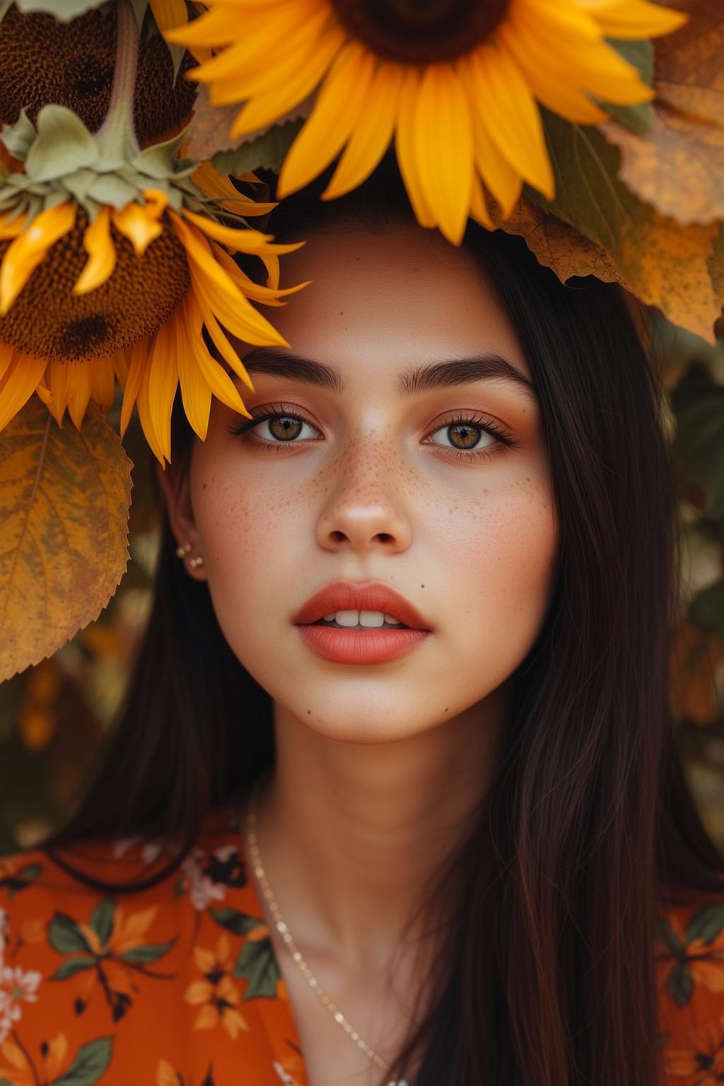Autumn Young Long Dark Brown Fair Freckles