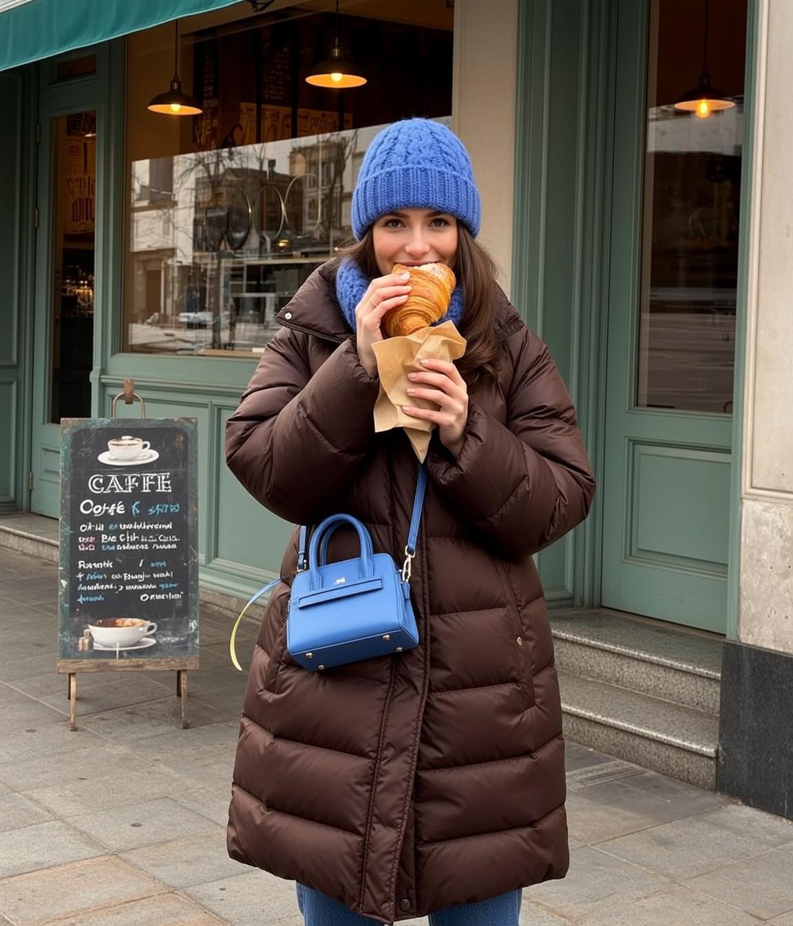 Autumn Young Long Brown Fair Puffer Coat