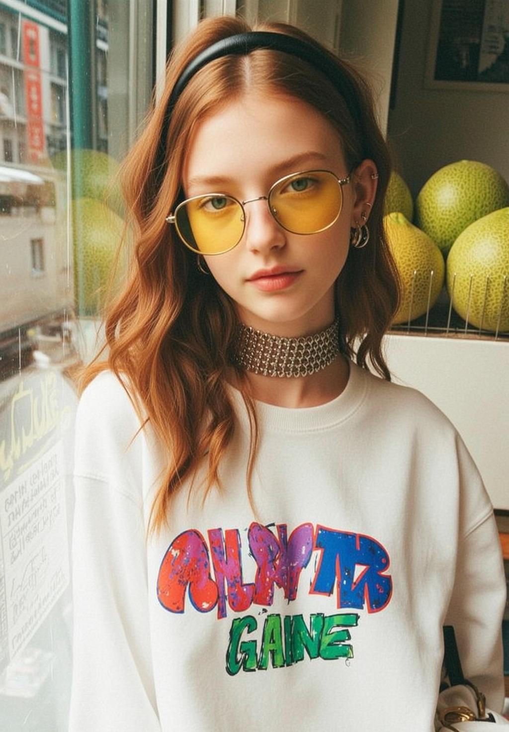Graffiti Sweatshirt Yellow Sunglasses