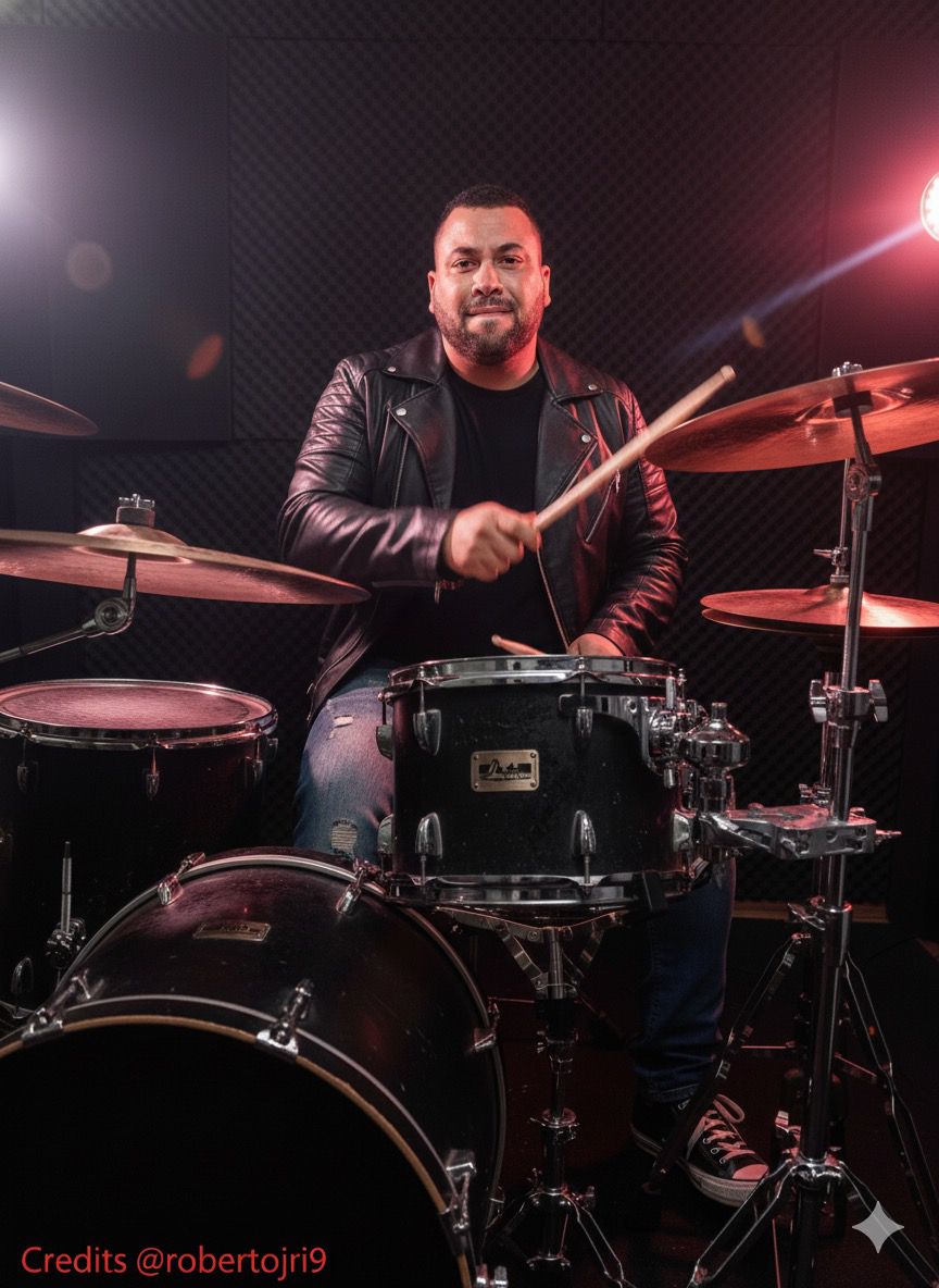Rock Drummer In Rehearsal Room