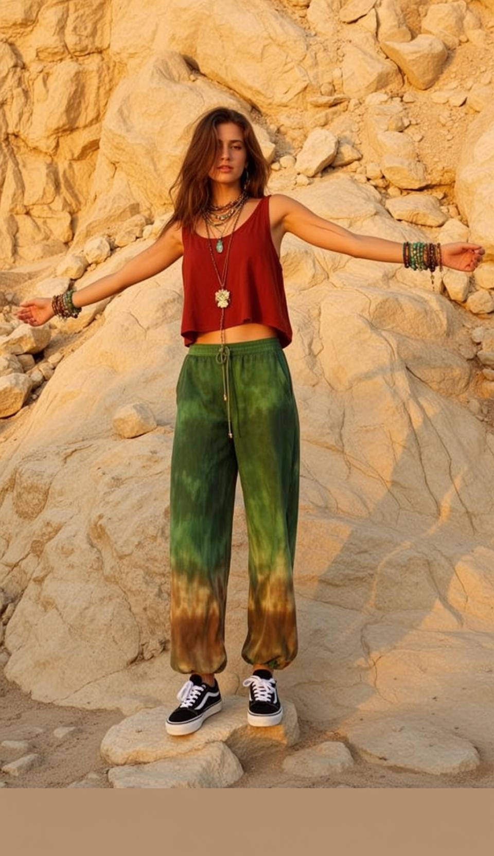 Desert Woman Golden Hour Bohemian Style
