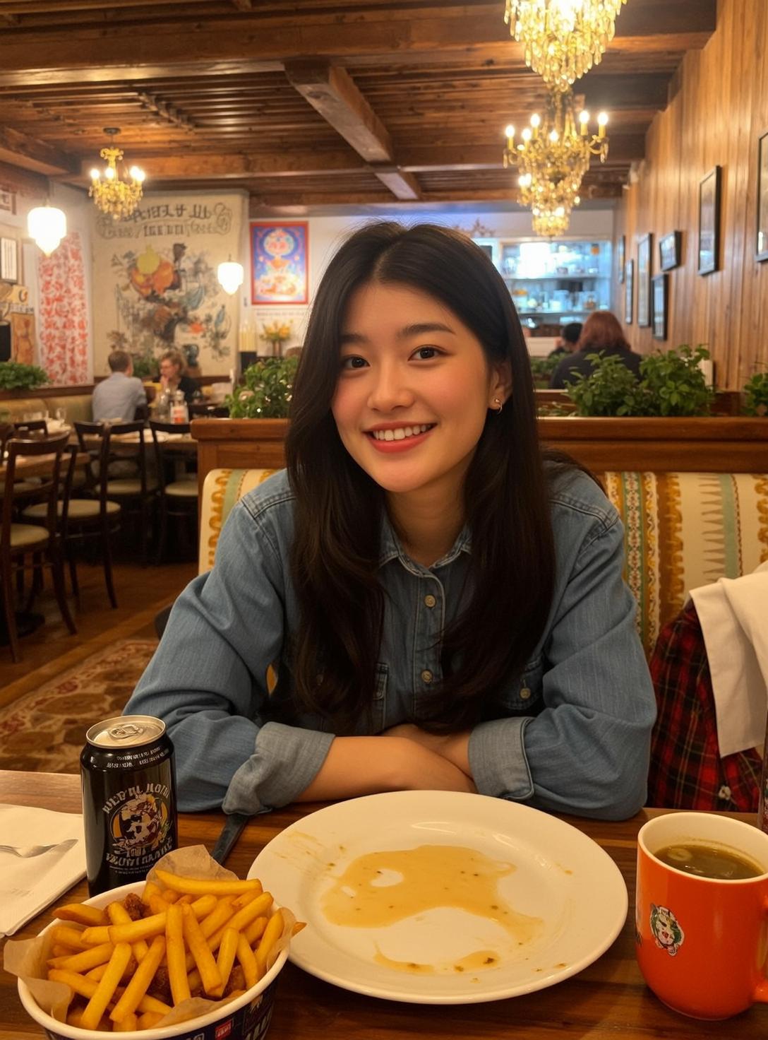 Explore Seated Wooden Table Restaurant Her Arms