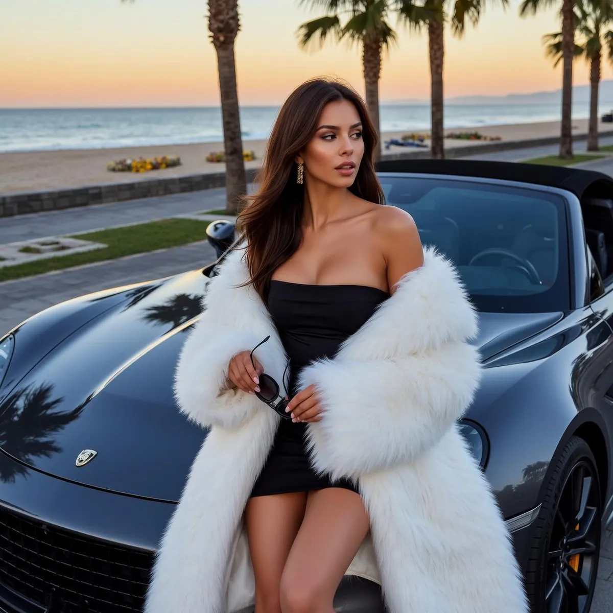 Explore Stands Leaning Against Dark Grey Convertible