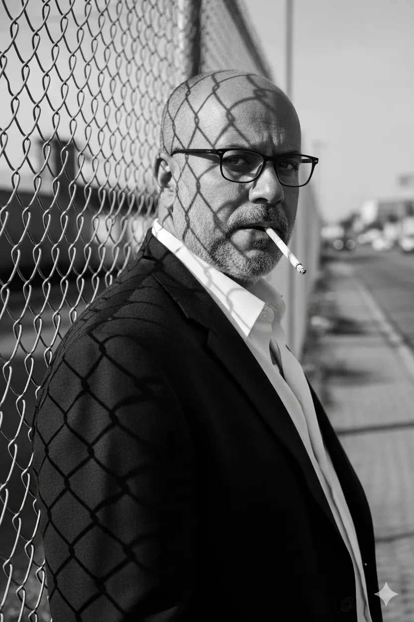Monochrome Fence Cigarette Look