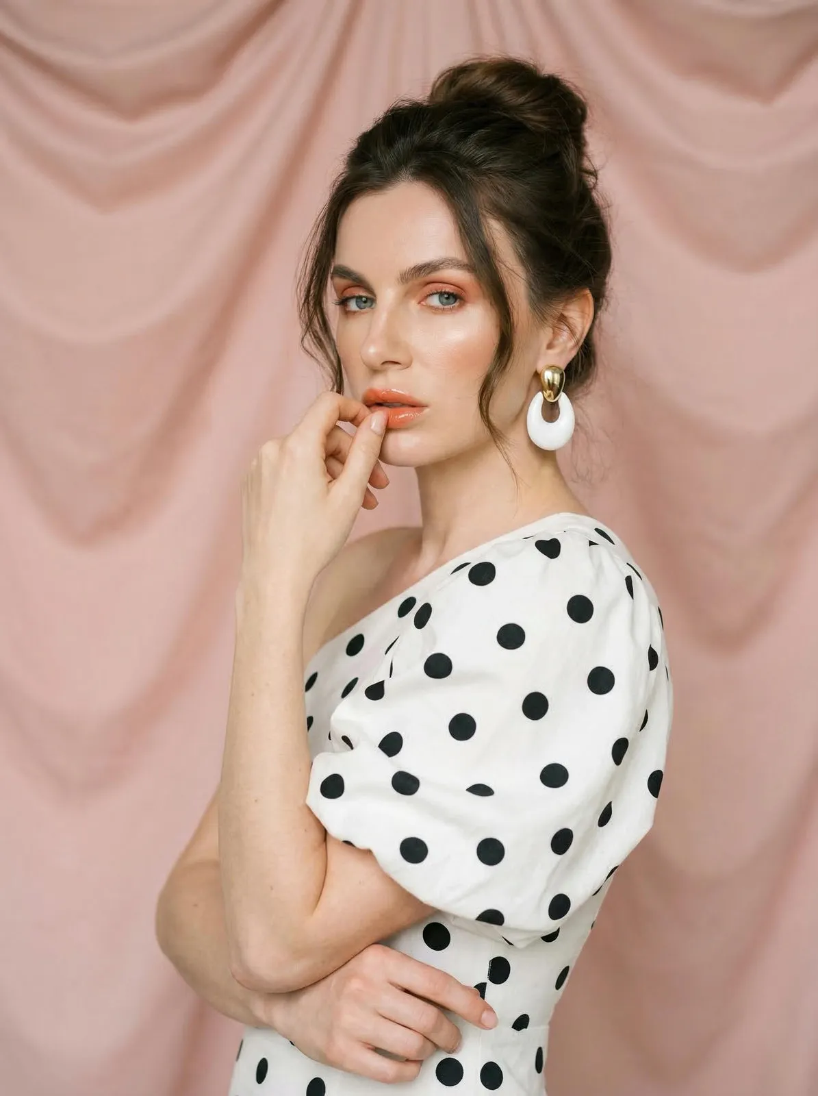 Realistic Studio Fashion Portrait Blush Pink