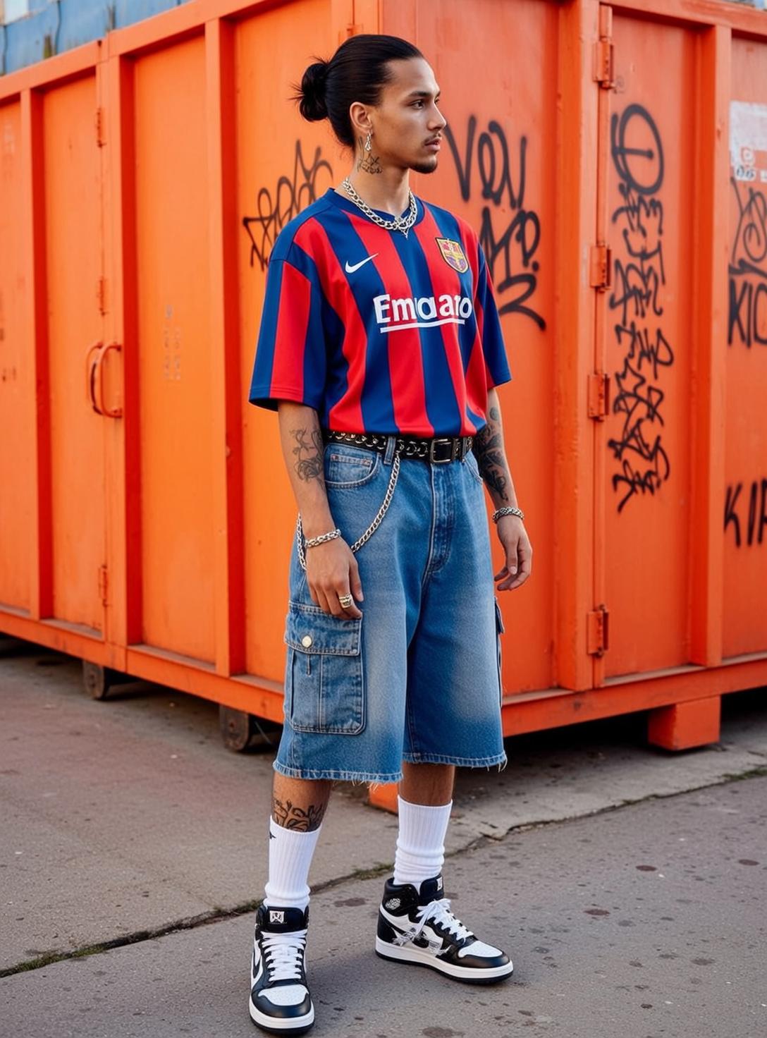 Striped Soccer Jersey Casual Pose