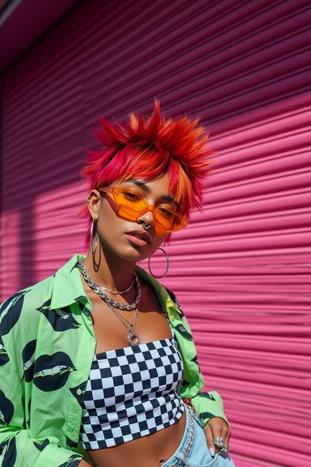 Orange Sunglasses Denim Portrait