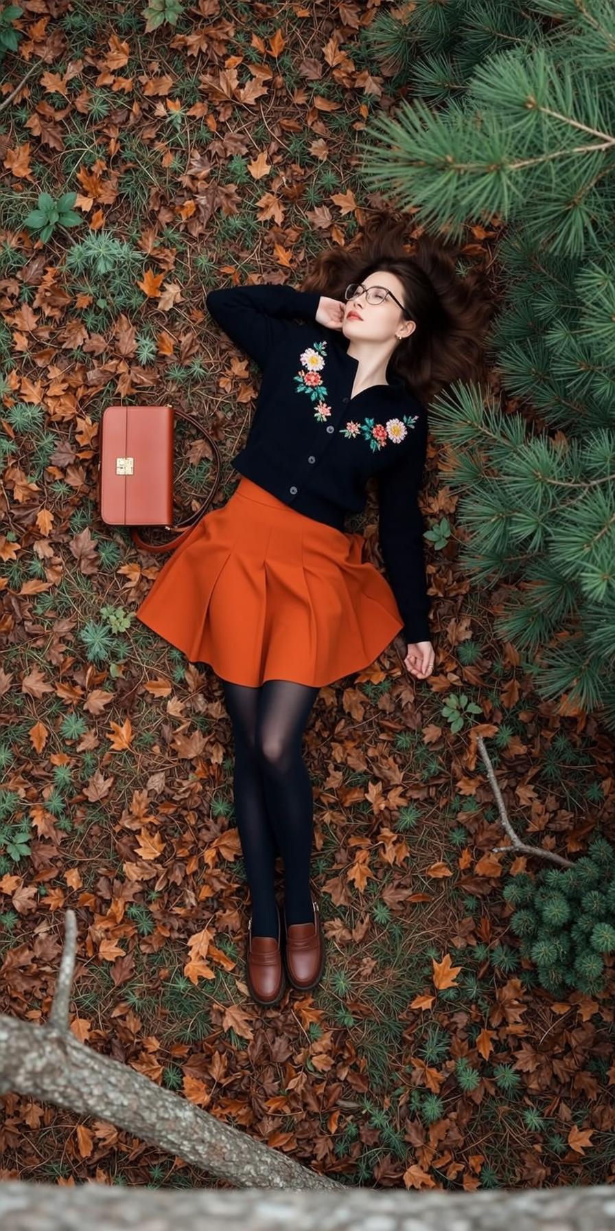 Autumn Lies Her Back Forest Floor Head
