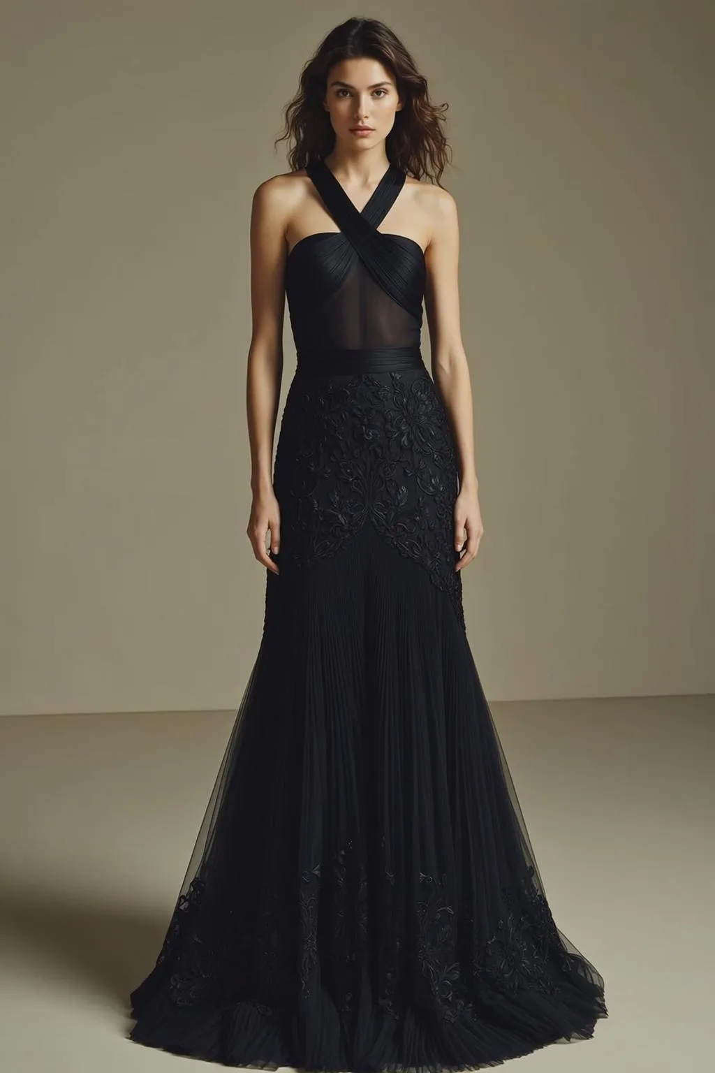 Black Sheer Gown Studio Portrait