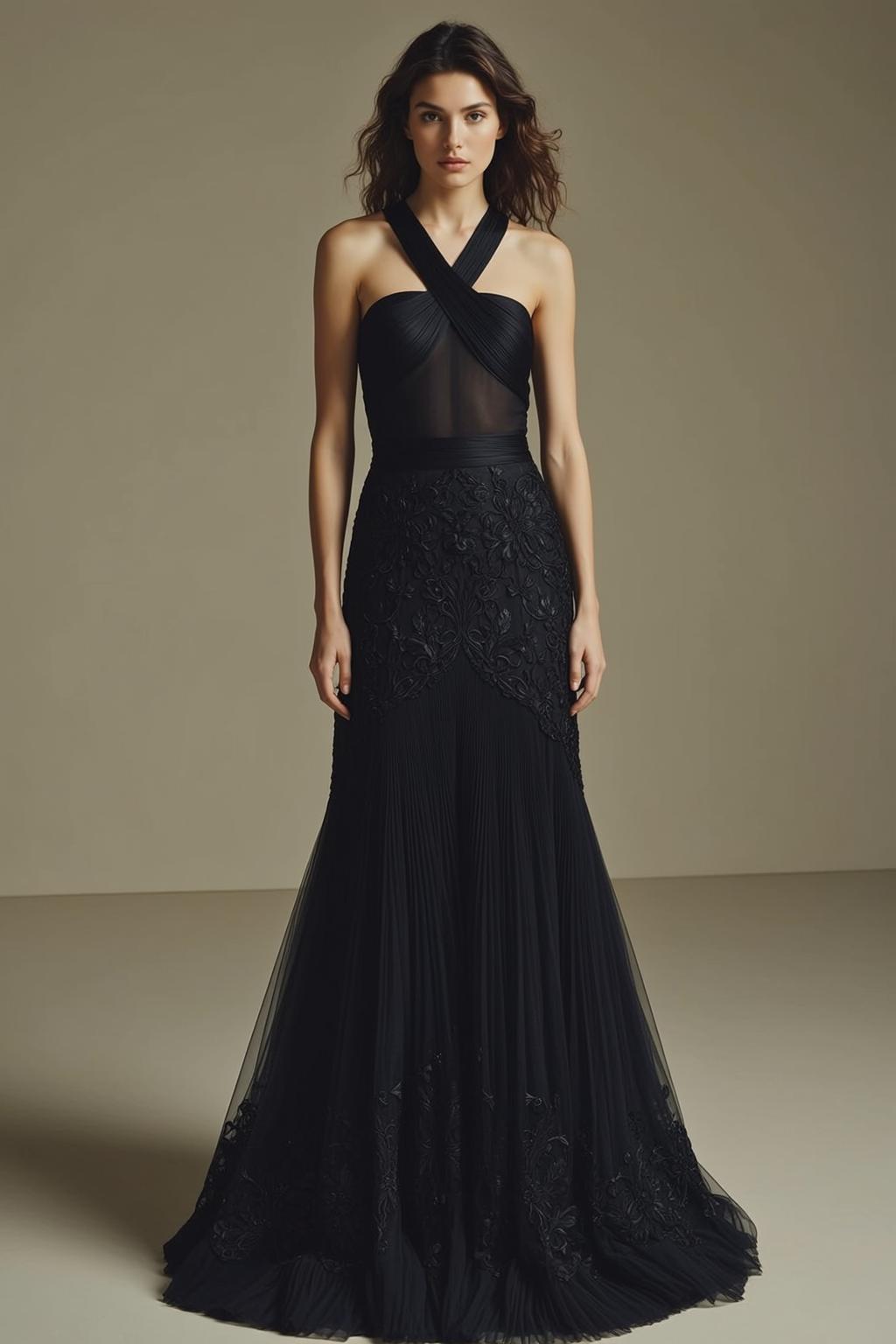Black Sheer Gown Studio Portrait