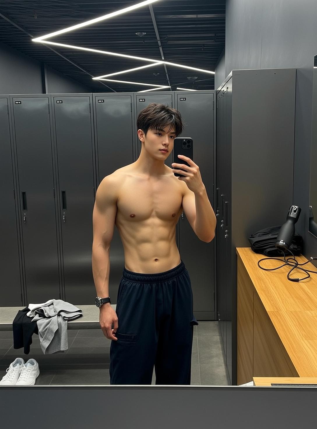 Young Defined Abs Dark Brown Short Styled