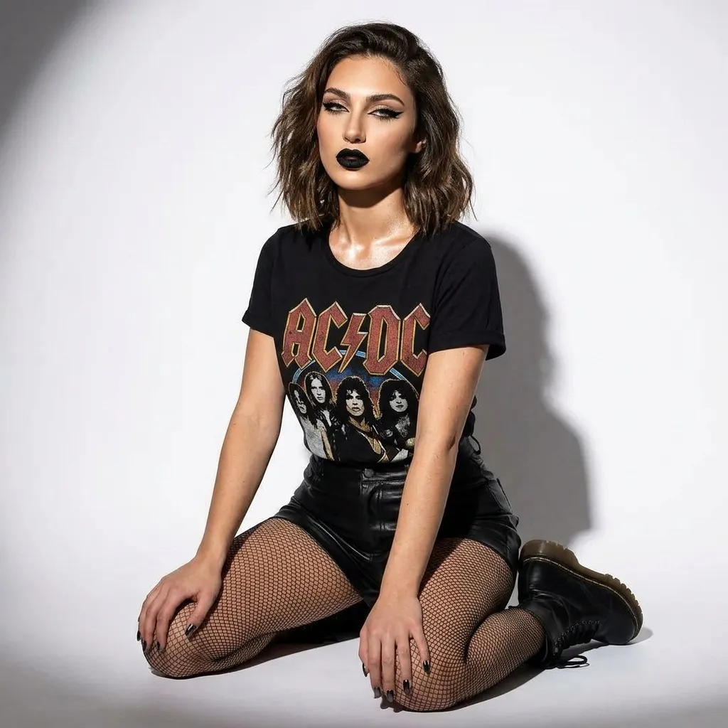 Rock Girl Studio Shoot Black Leather Fishnets Makeup