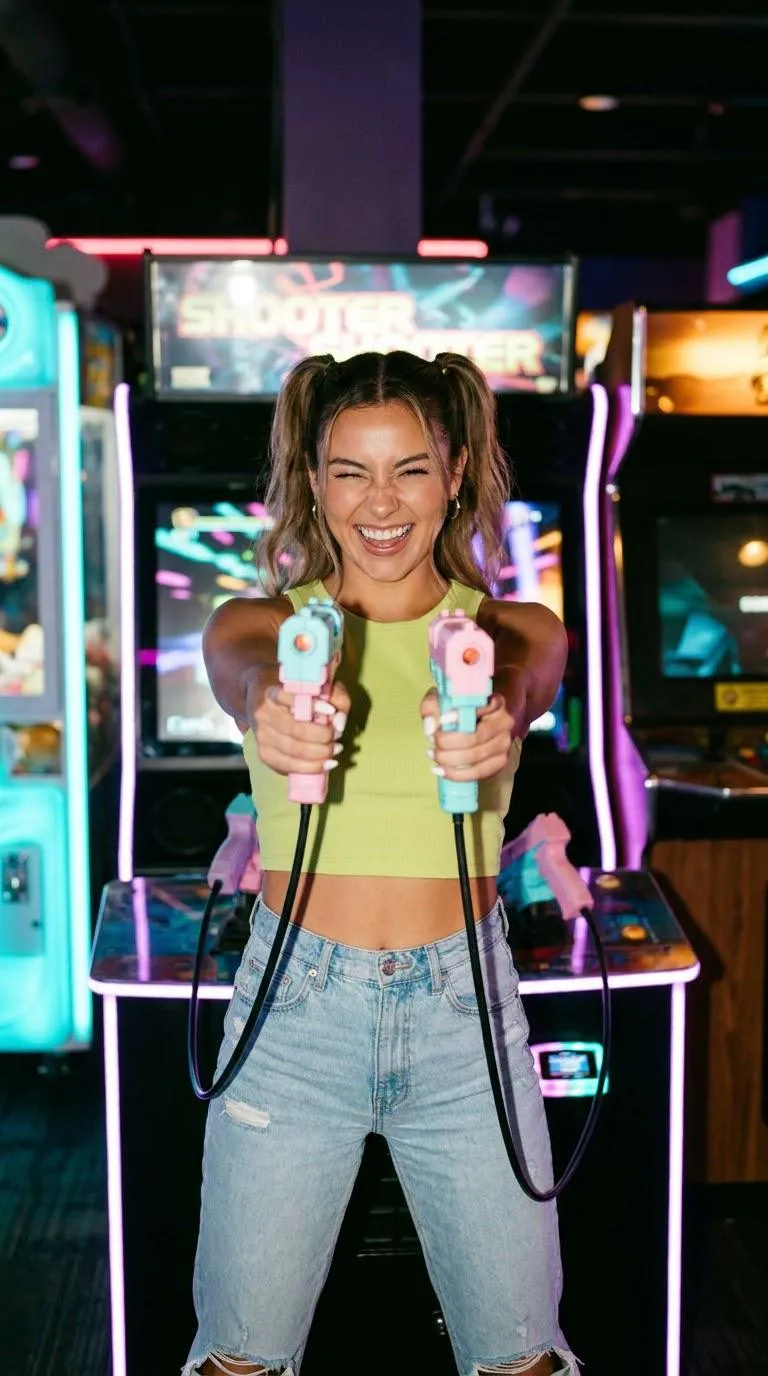 Playing Arcade Shooter Neon Lights