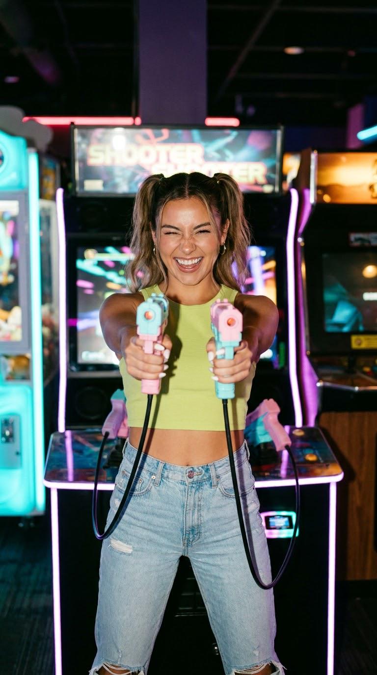 Playing Arcade Shooter Neon Lights