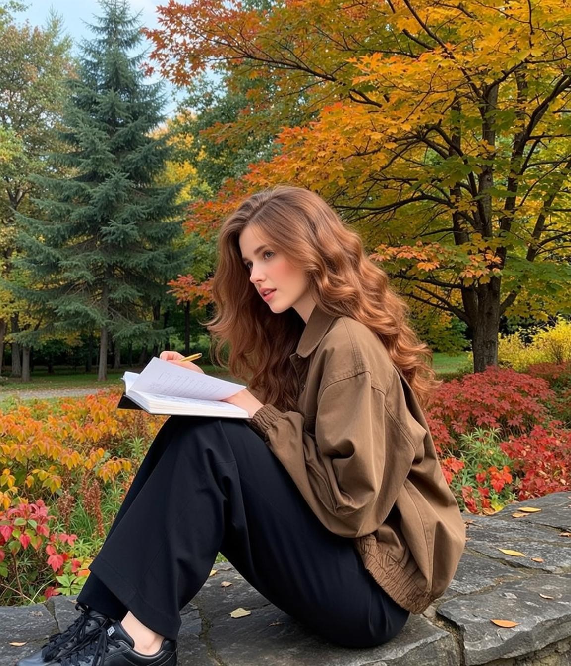 Autumn Young Long Wavy Auburn Fair Brown
