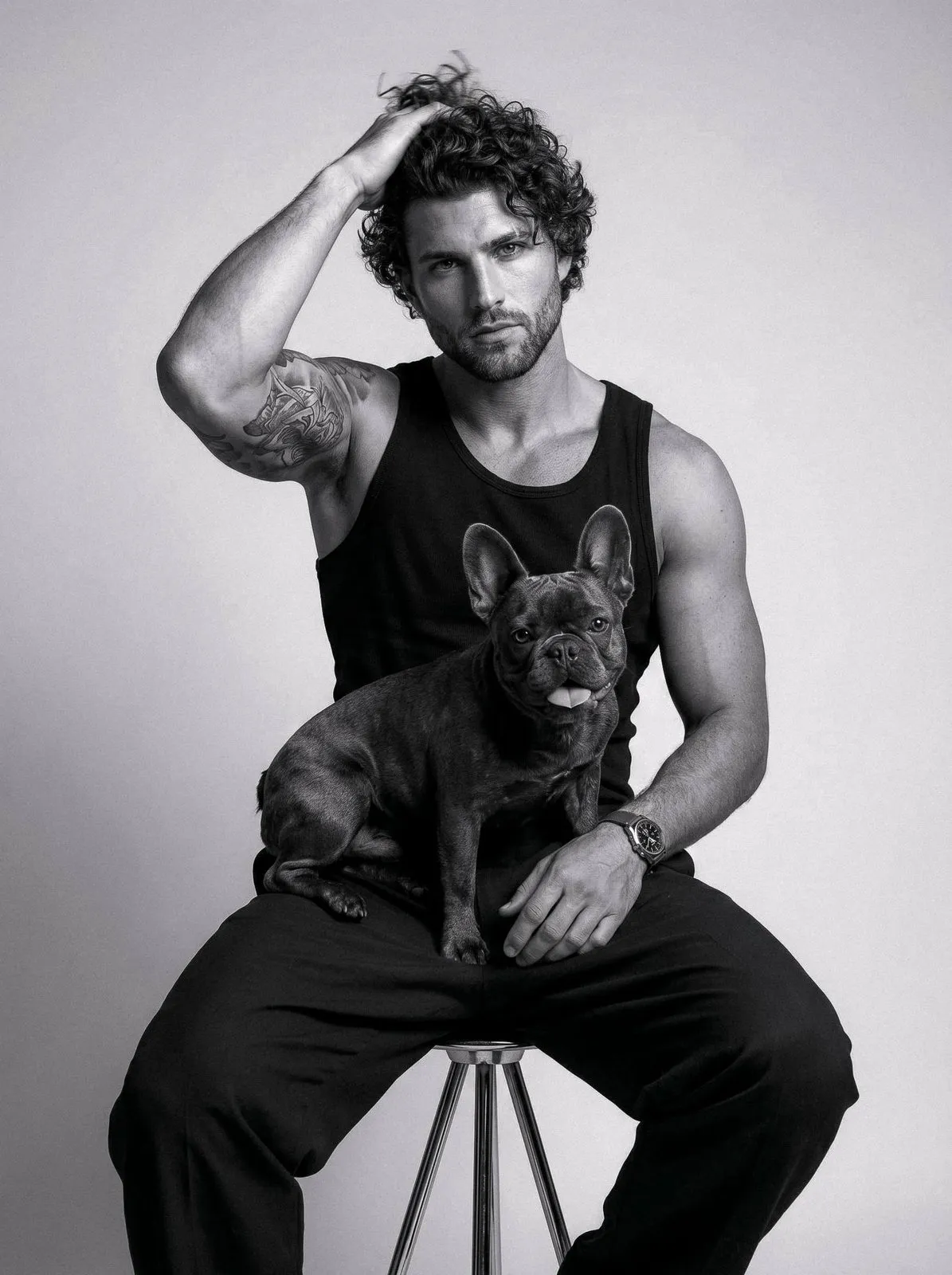 Tattoos And Watch In Studio Portrait
