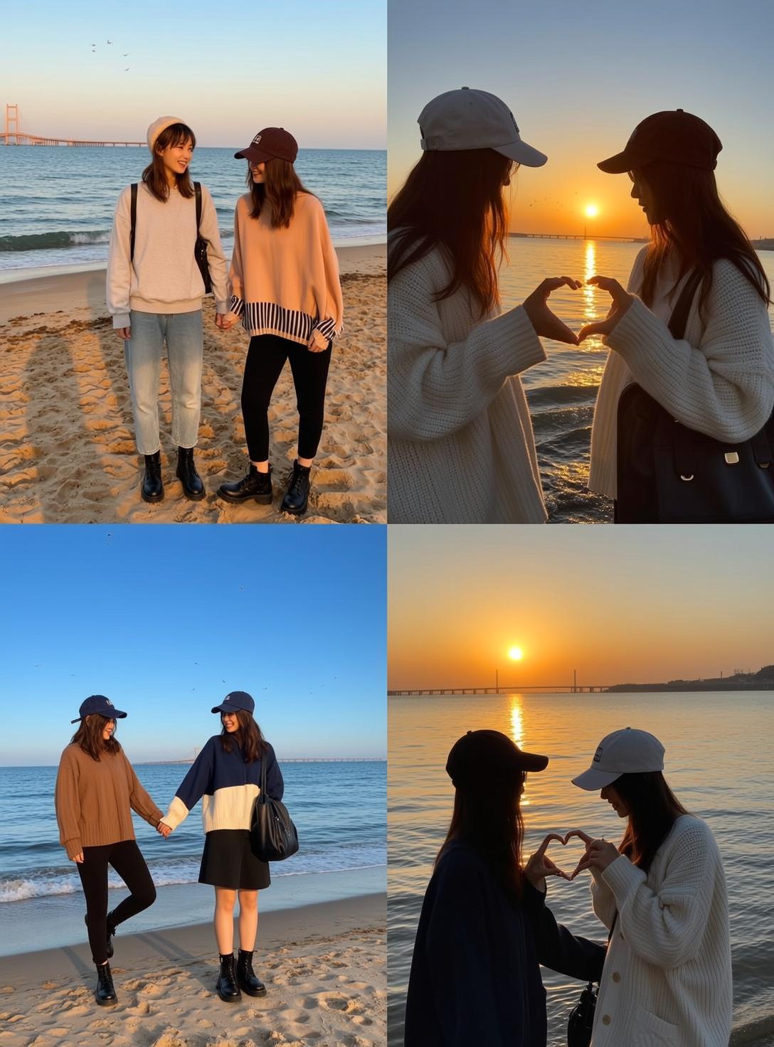 Explore Collage Four Scenes Two Young Women