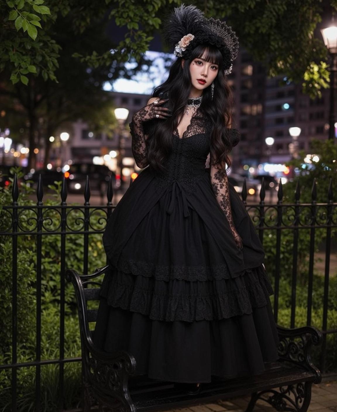 Gothic Bench Night Scene