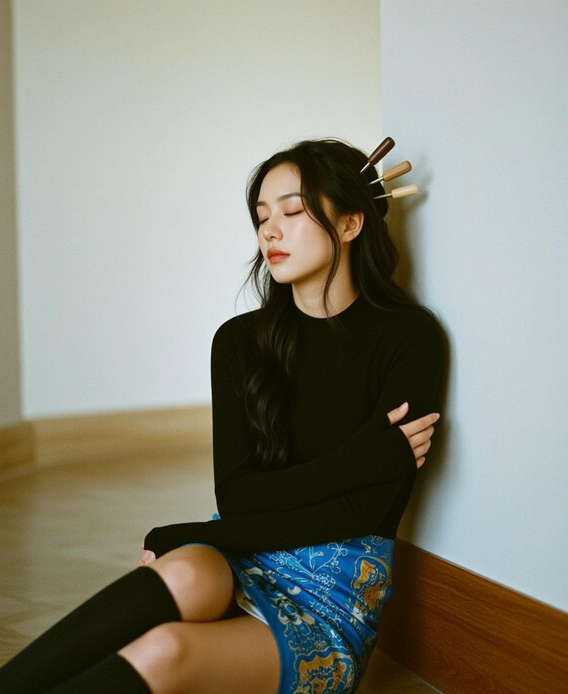 Explore Seated Floor Leaning Against Light-colored Wall