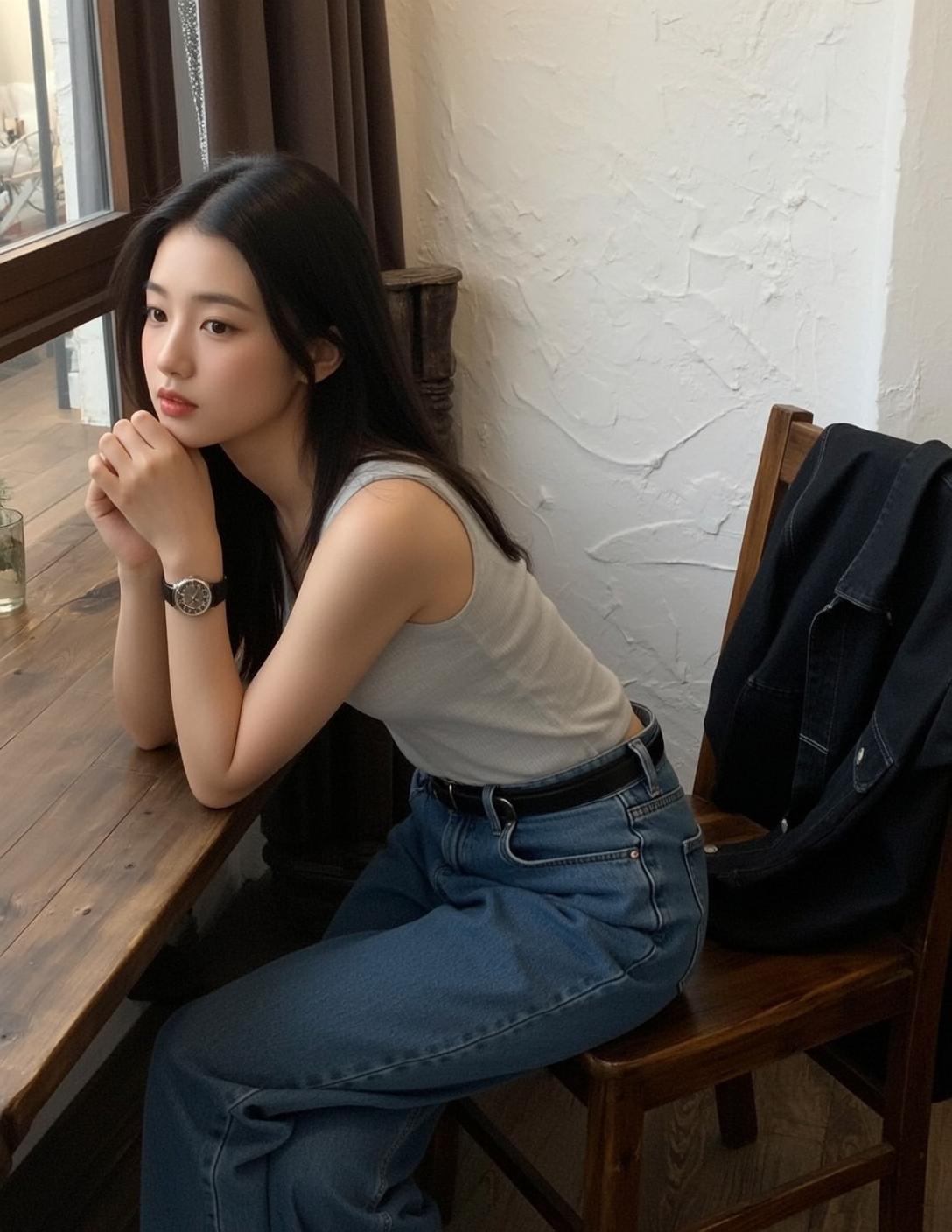 Grey Jeans Table Portrait