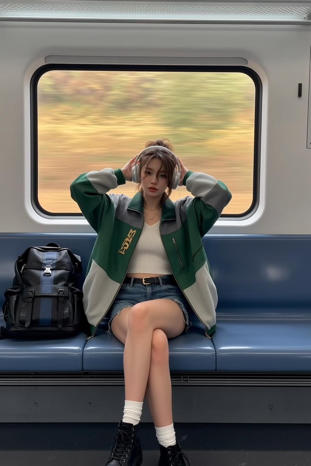 White Tank Top and Denim Shorts Train