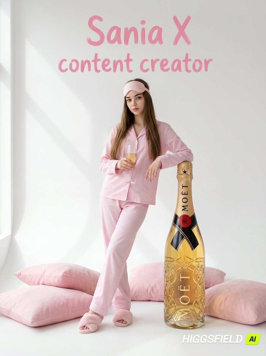 Woman Pink Pajamas Champagne Bottle Studio