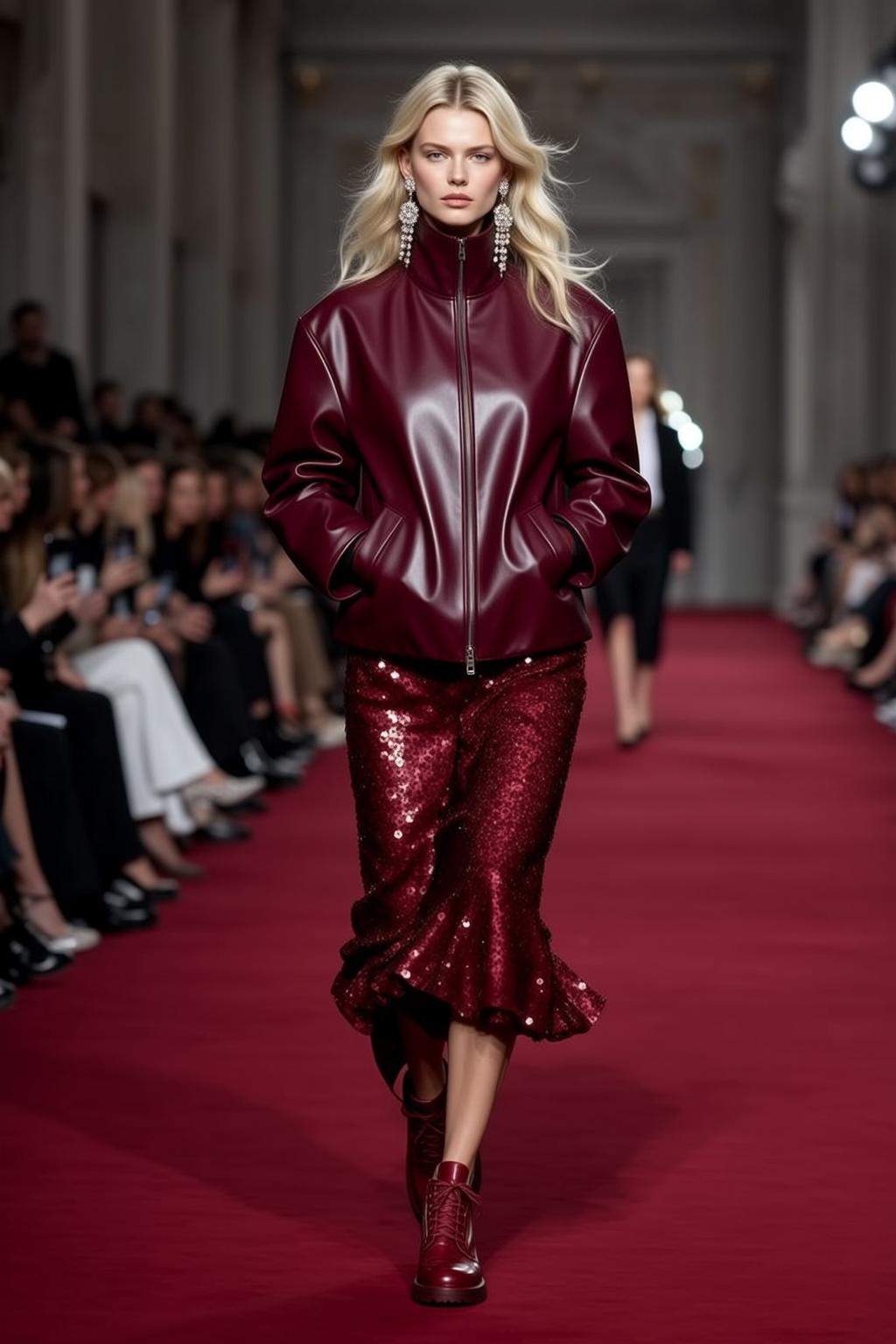 Fashion Week Young Long Blonde Wavy Fair