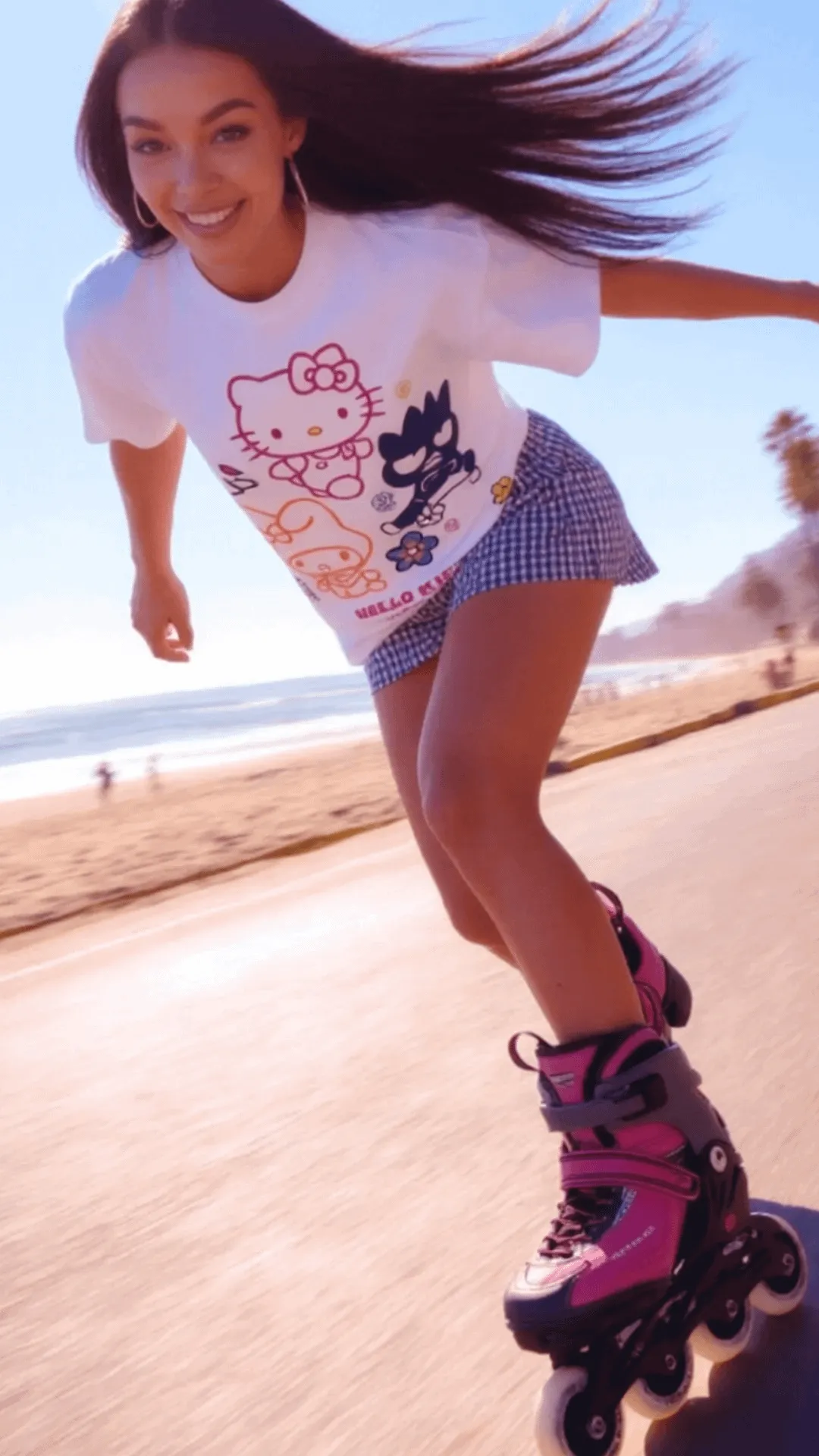 Rollerblading On Boardwalk Sunny Beach Scene
