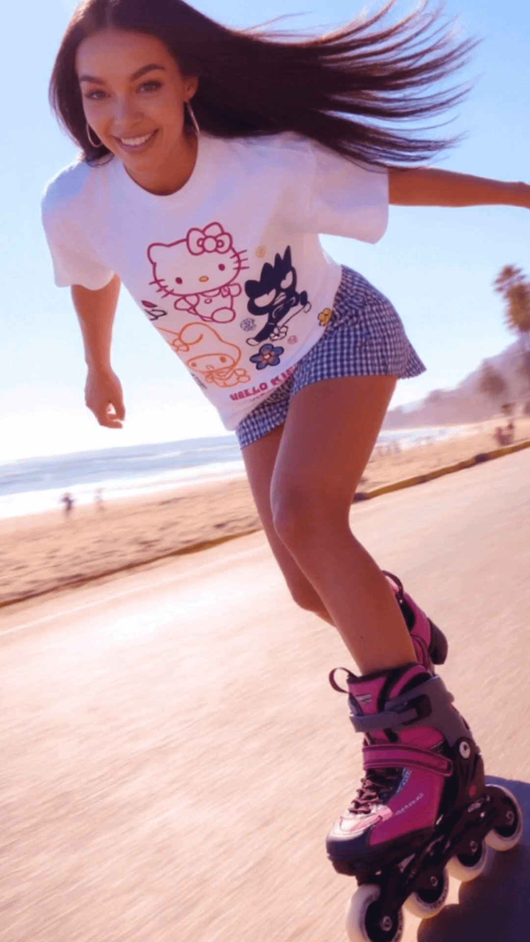 Rollerblading On Boardwalk Sunny Beach Scene