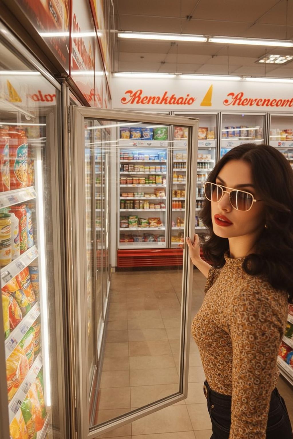 Grocery Store Woman Thoughtful Gaze Aviator Sunglasses