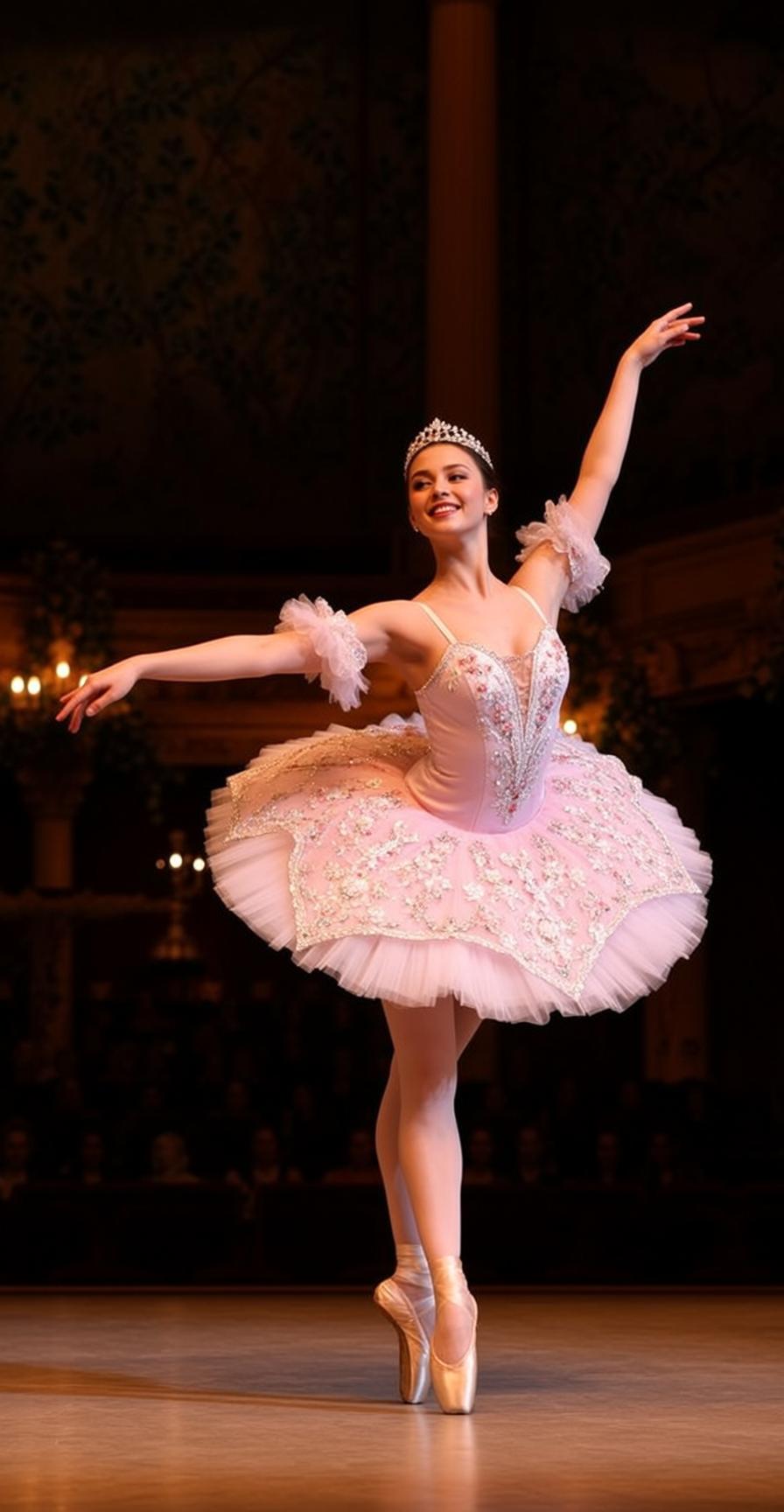 Balletcore Ballet Dancer Captured Mid-performance Graceful Pose