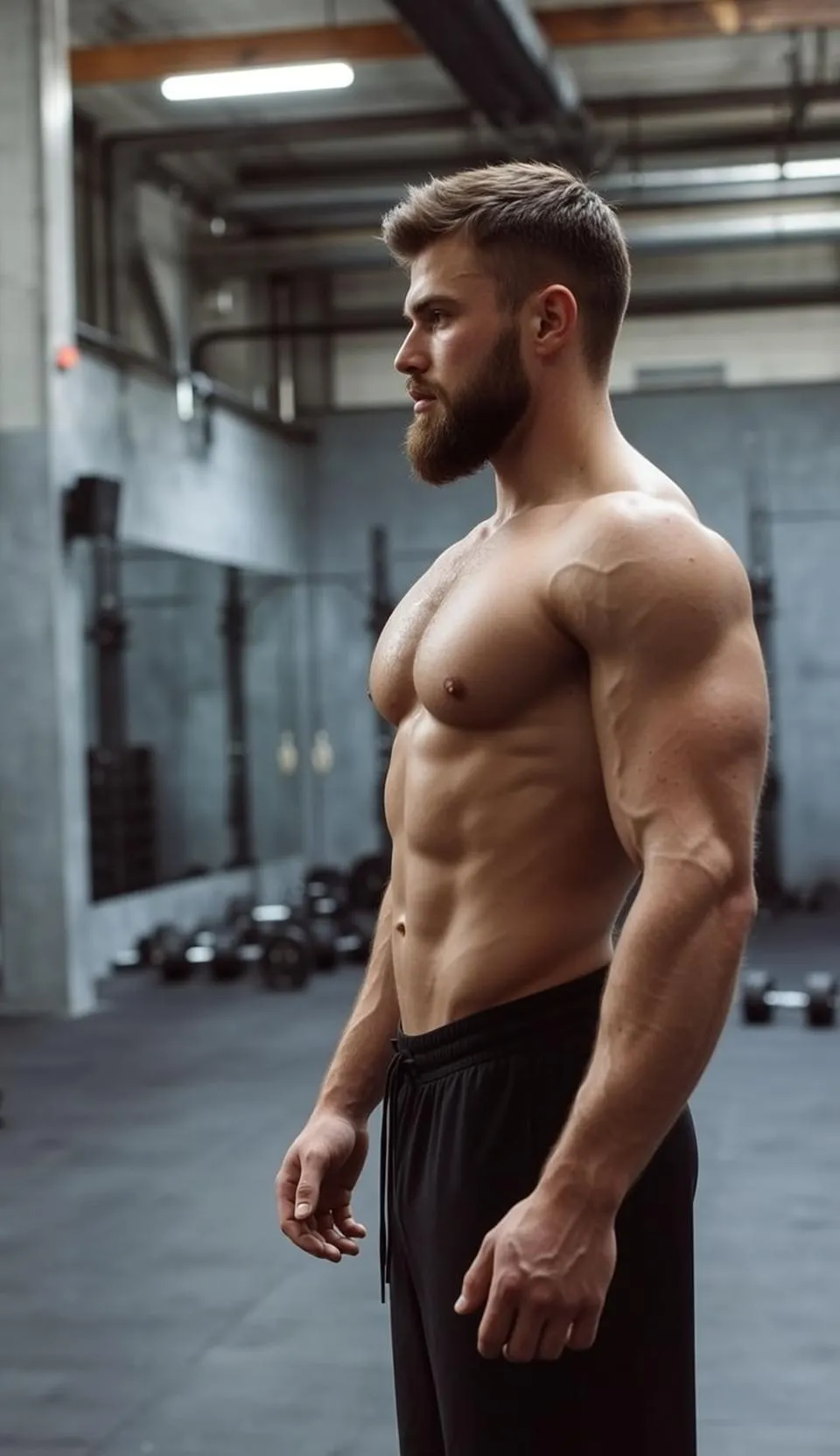 Muscular Beard Short Brown Hair Fade Fair