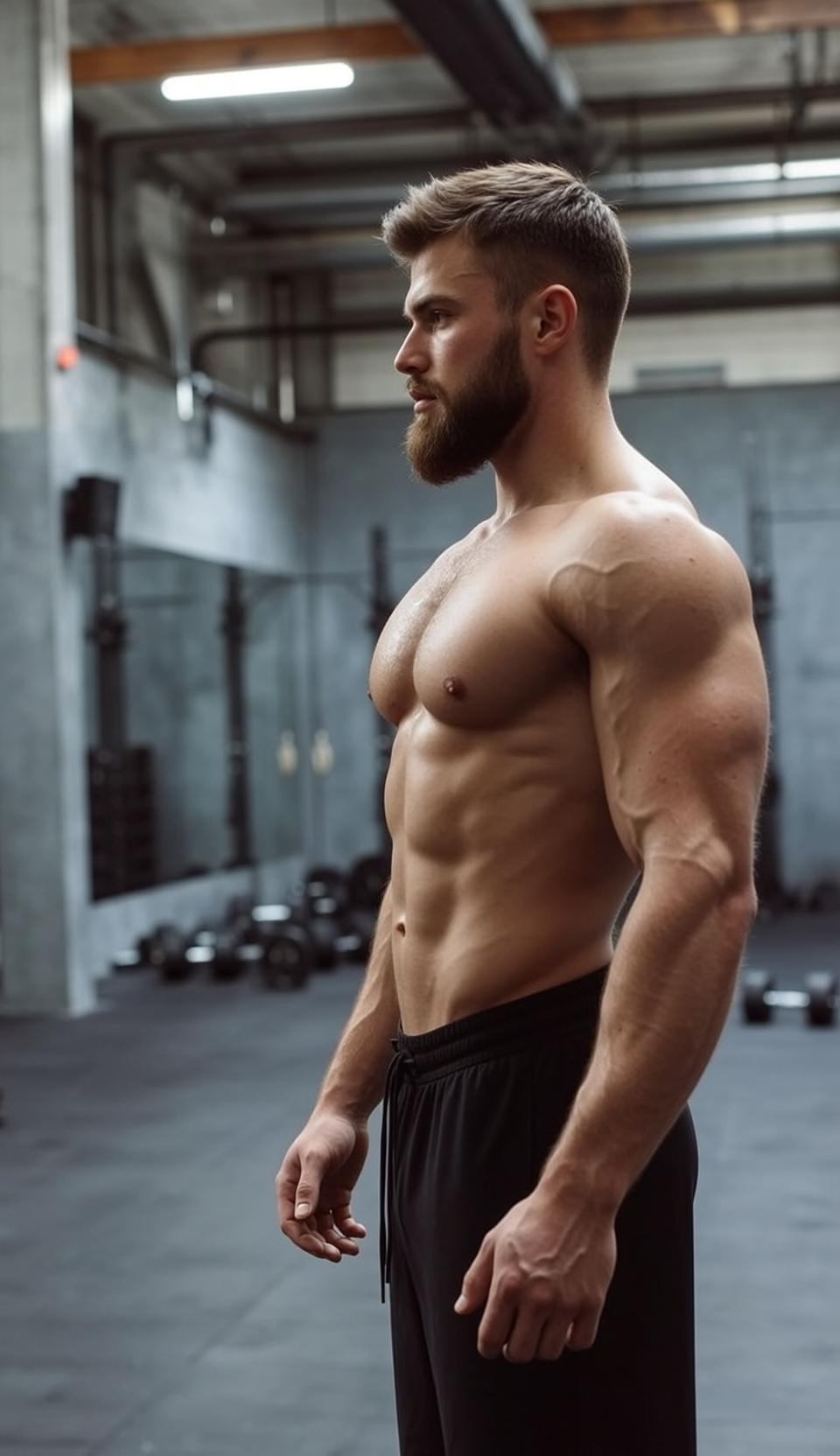 Muscular Beard Short Brown Hair Fade Fair