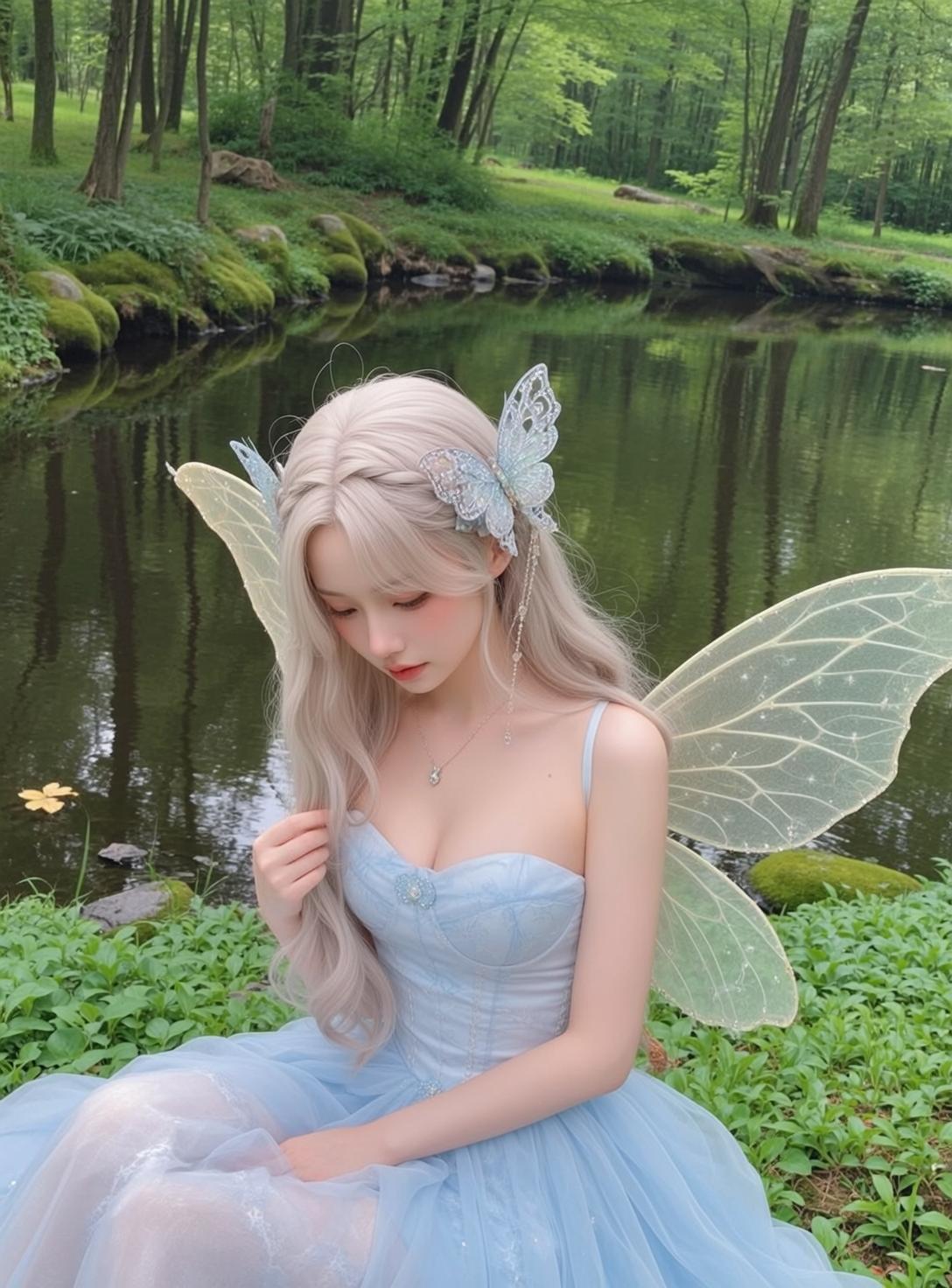 Fairycore Young Long Wavy Blonde Braided Fair