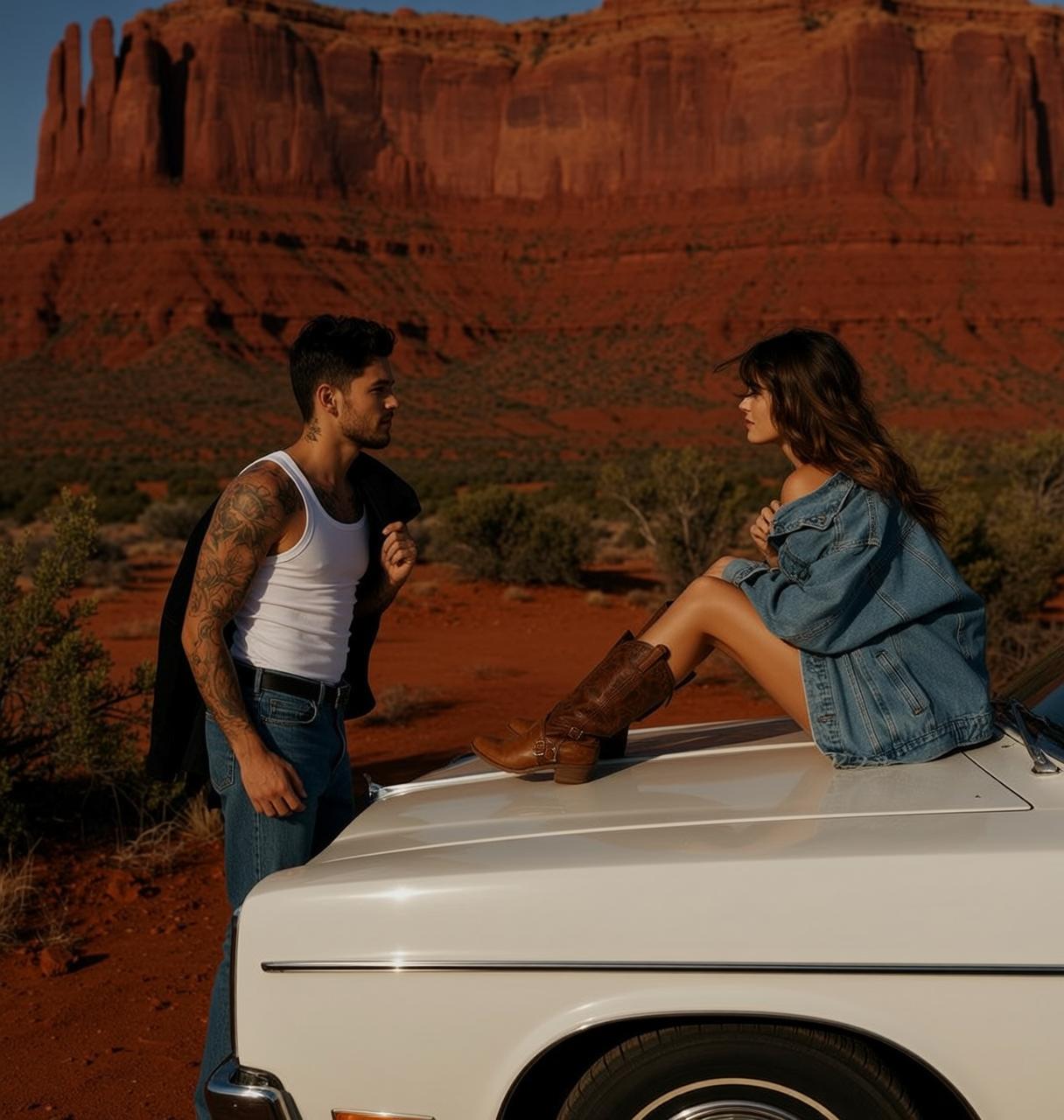 Desert Car Hood Couple