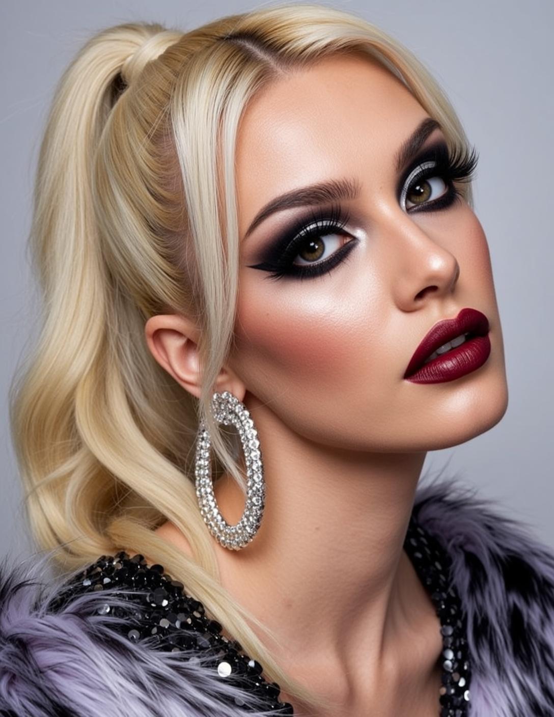 Halloween Makeup Blonde Ponytail Wavy Fair Glowing