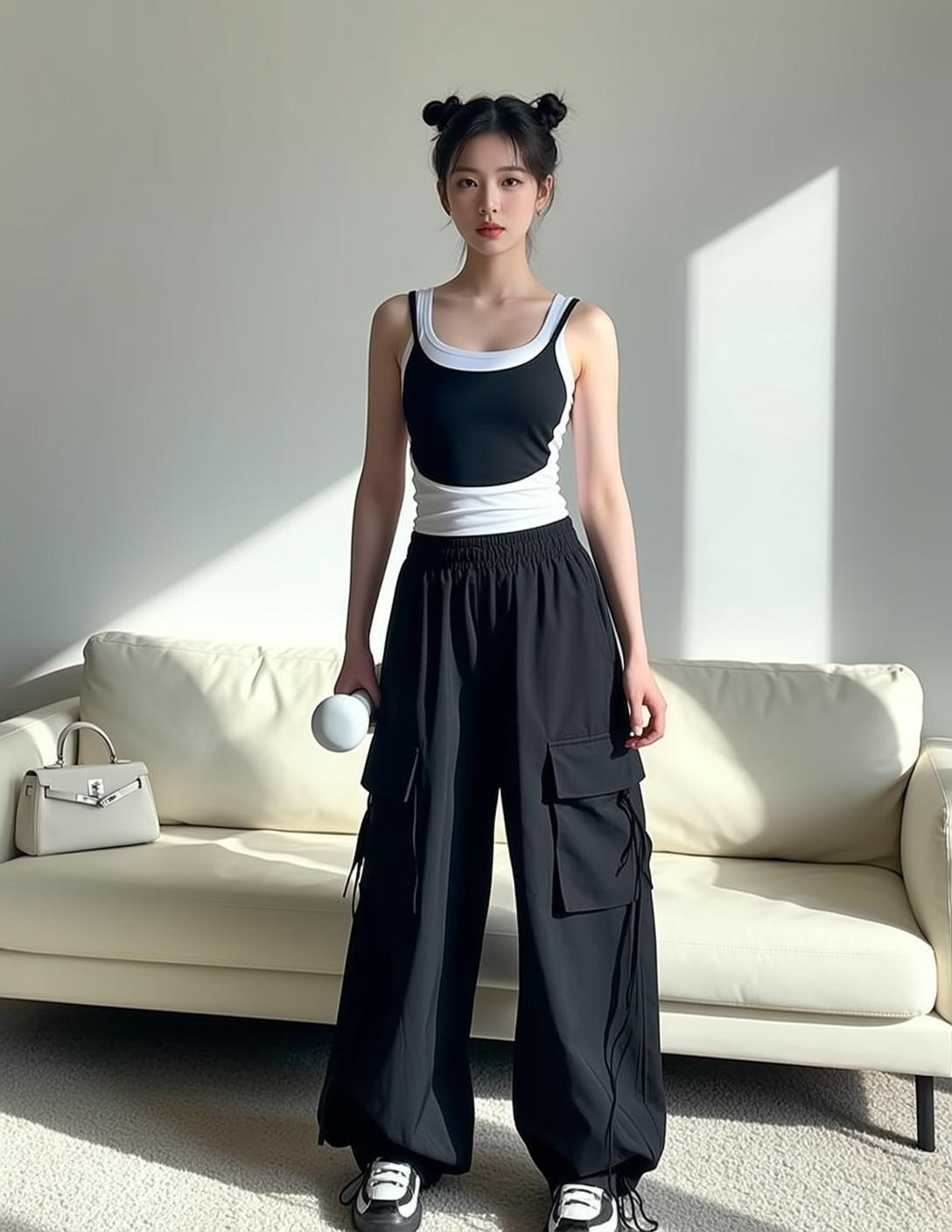Casual Young East Asian Black Styled Two