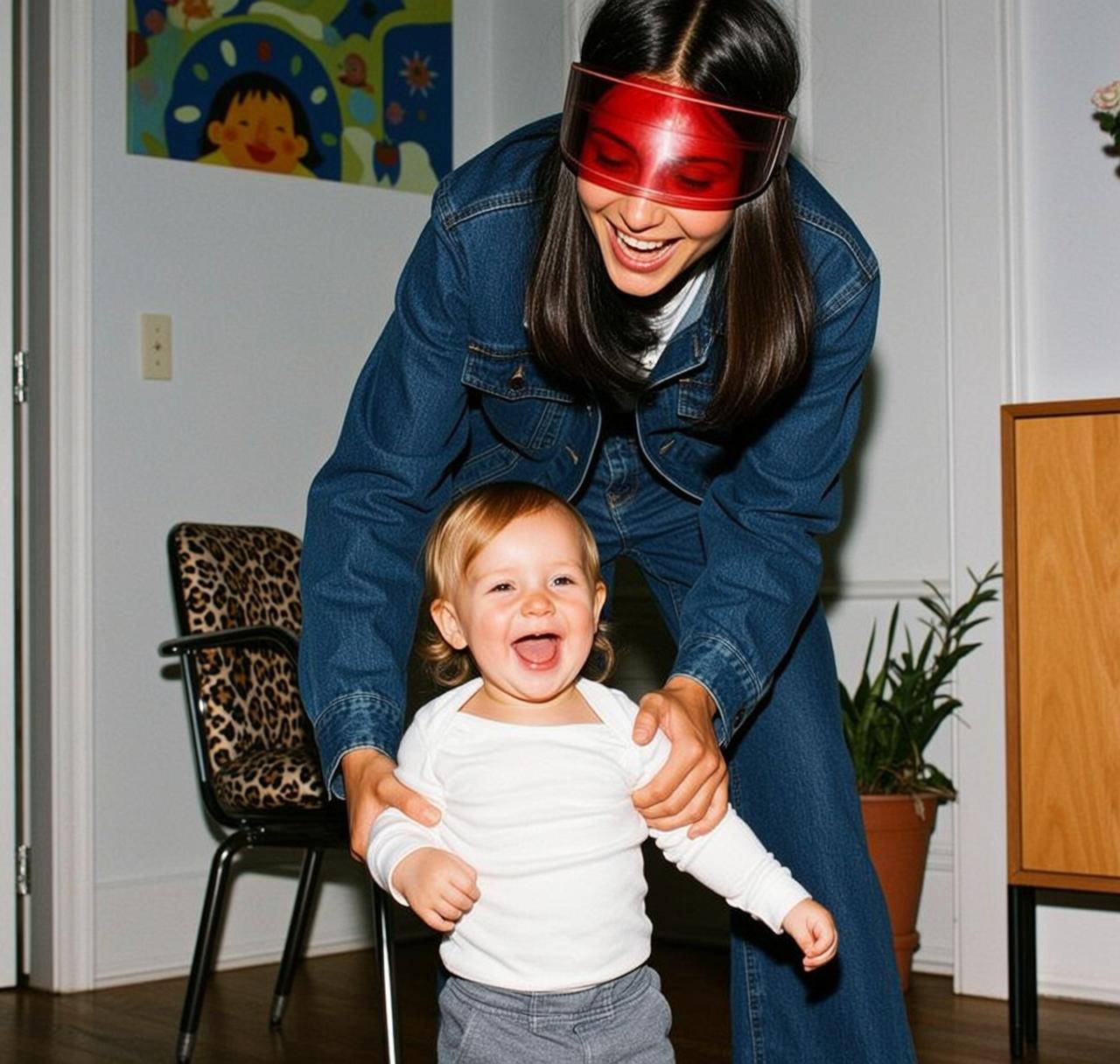 Toddler Laughing Denim Jacket Visor