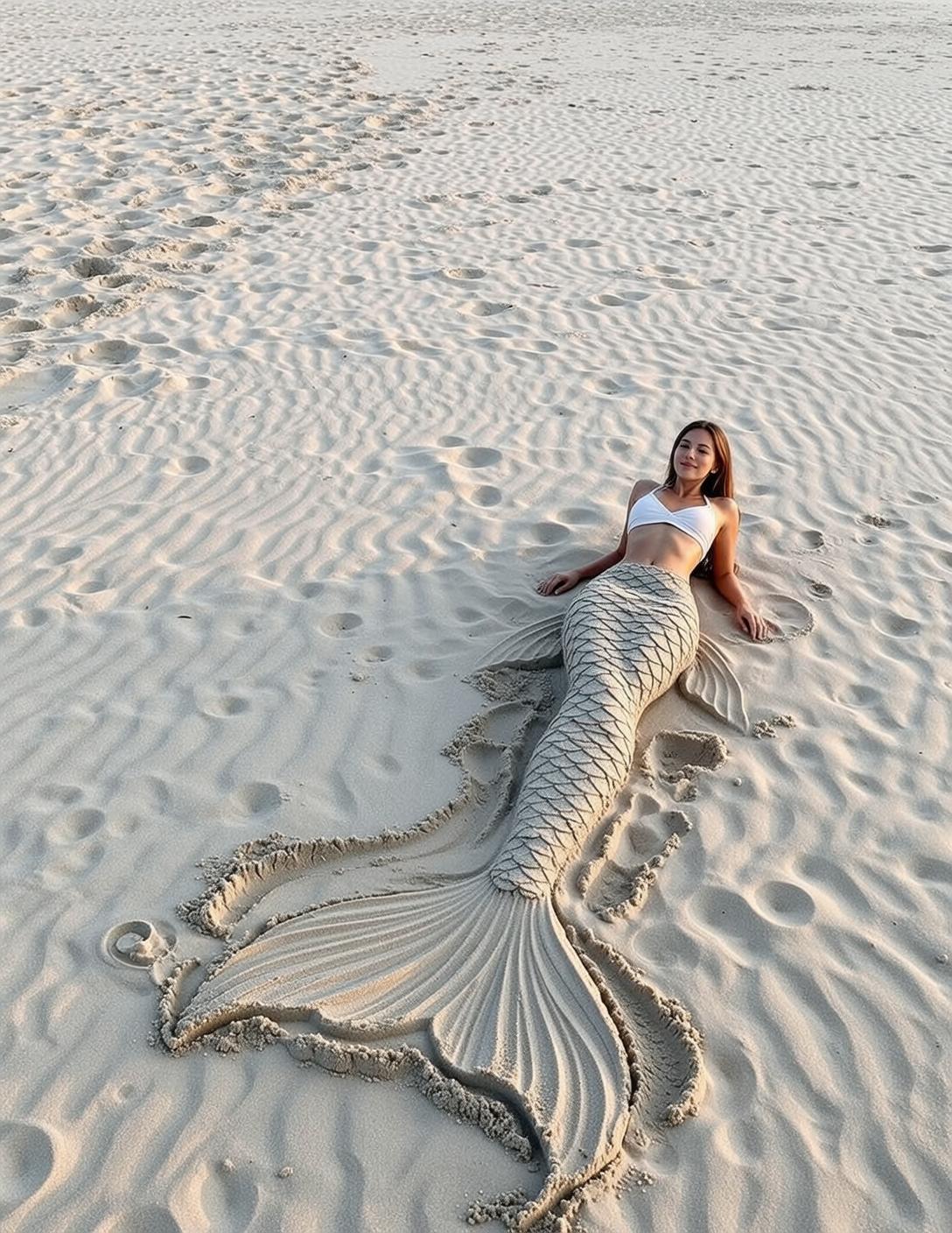 Mermaid Tail Sandy Beach Smile