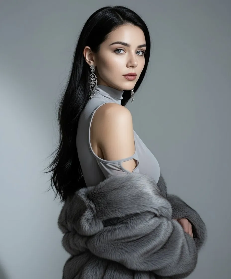 Earrings With Grey Coat