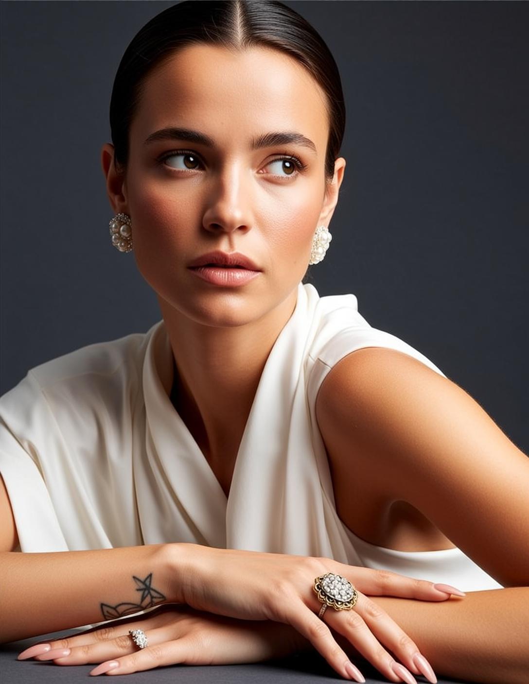 Luxury Young Dark Brown Pulled Back Light