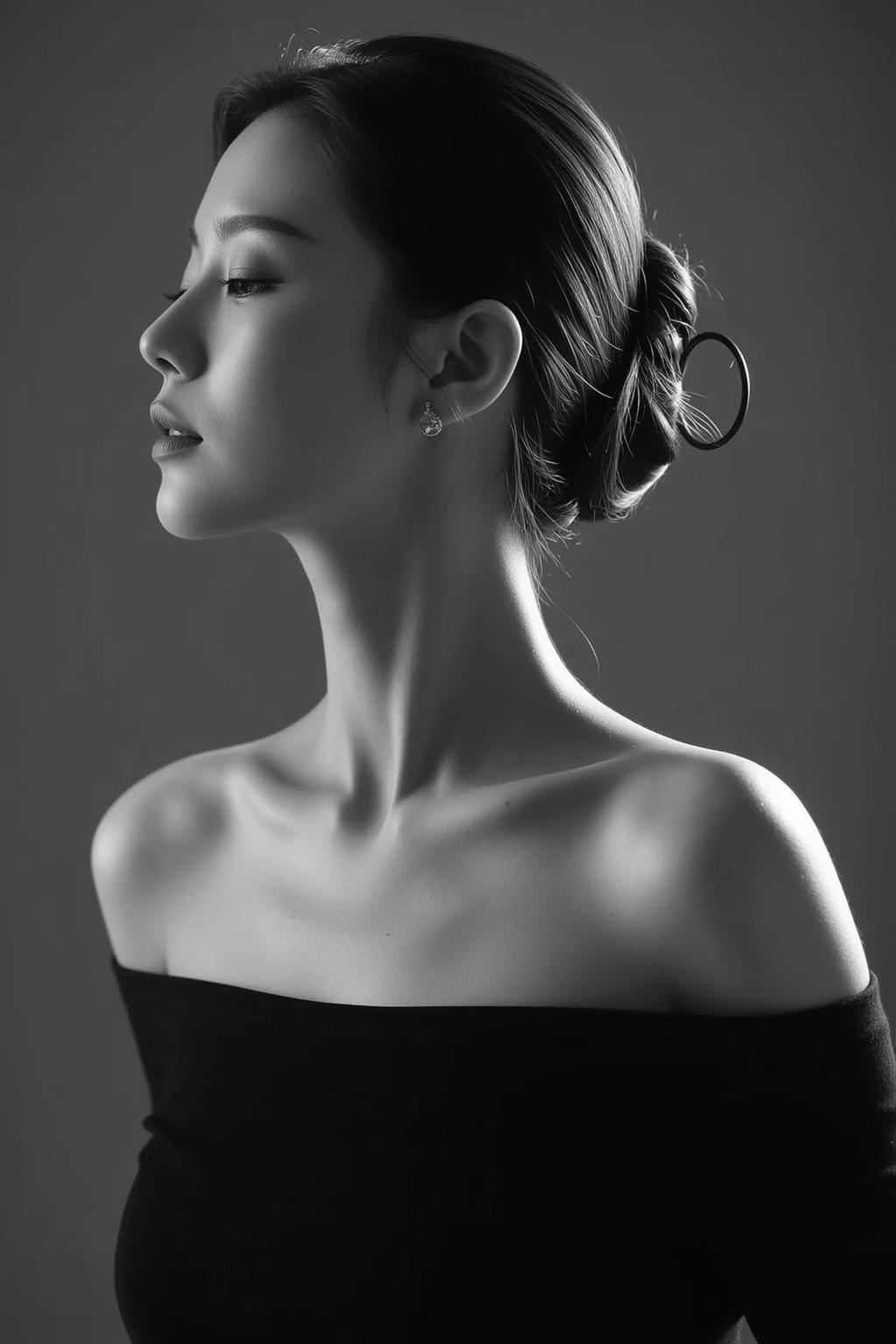 Black White Profile Portrait