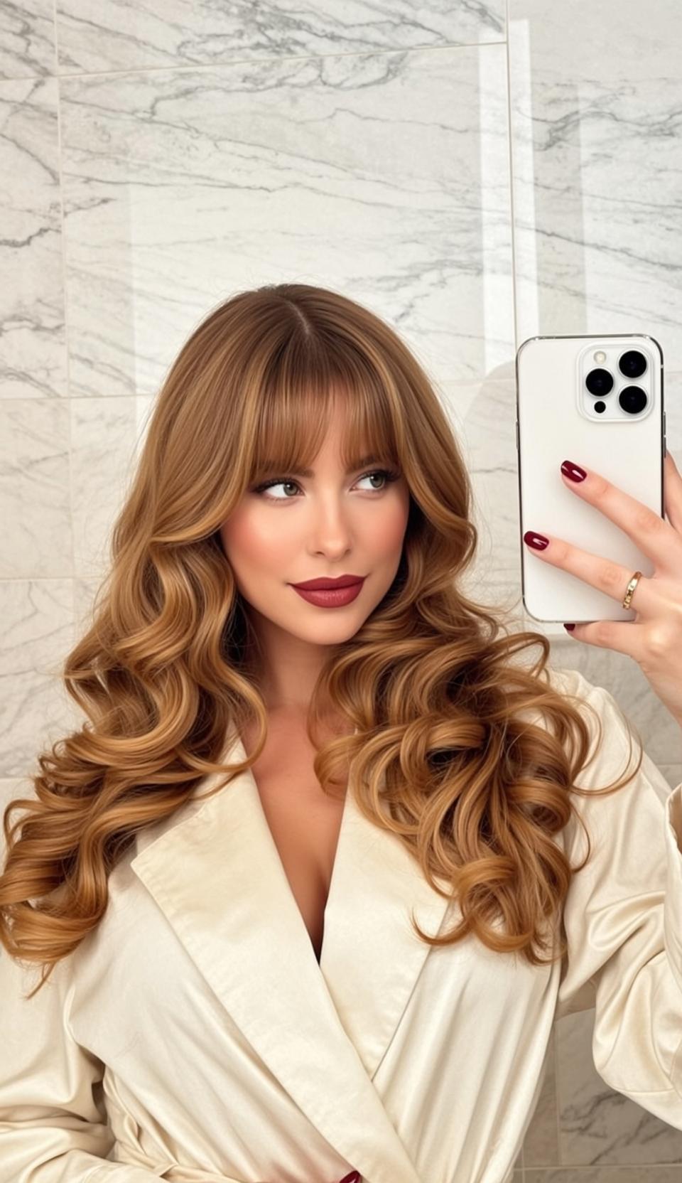 Hair Salon Young Long Wavy Auburn Blonde