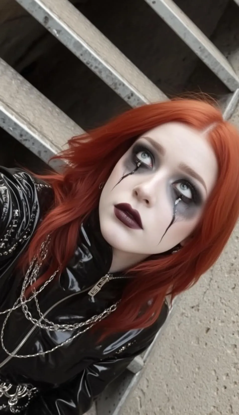 Halloween Makeup Young Long Wavy Bright Red