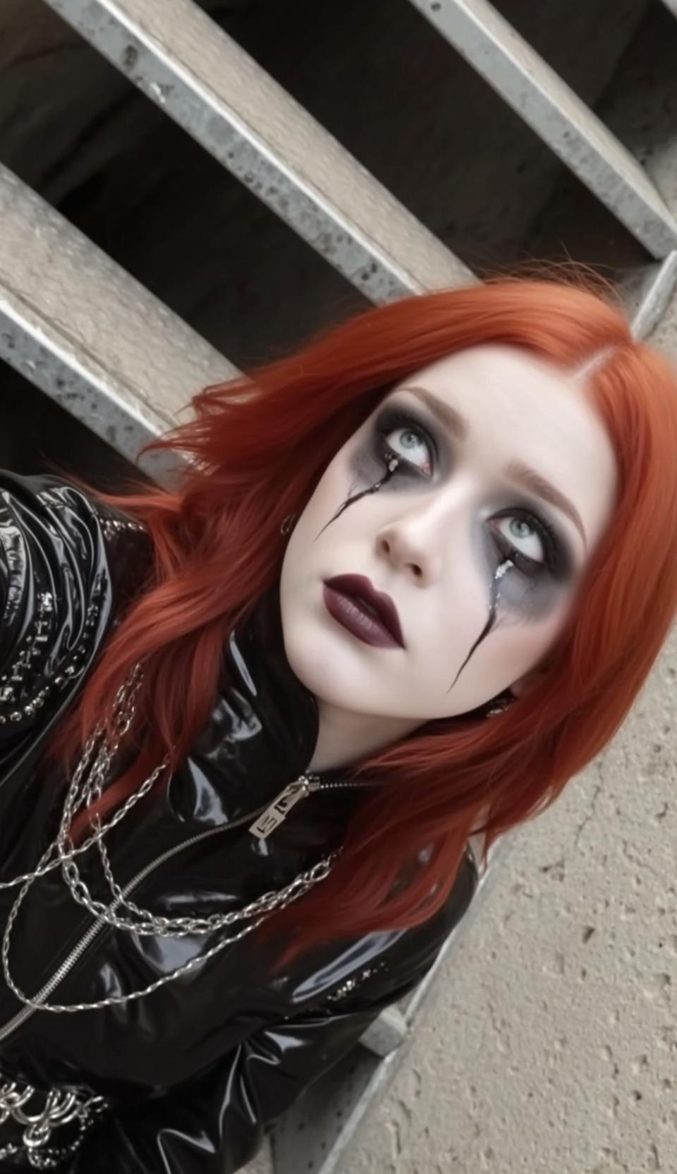 Halloween Makeup Young Long Wavy Bright Red