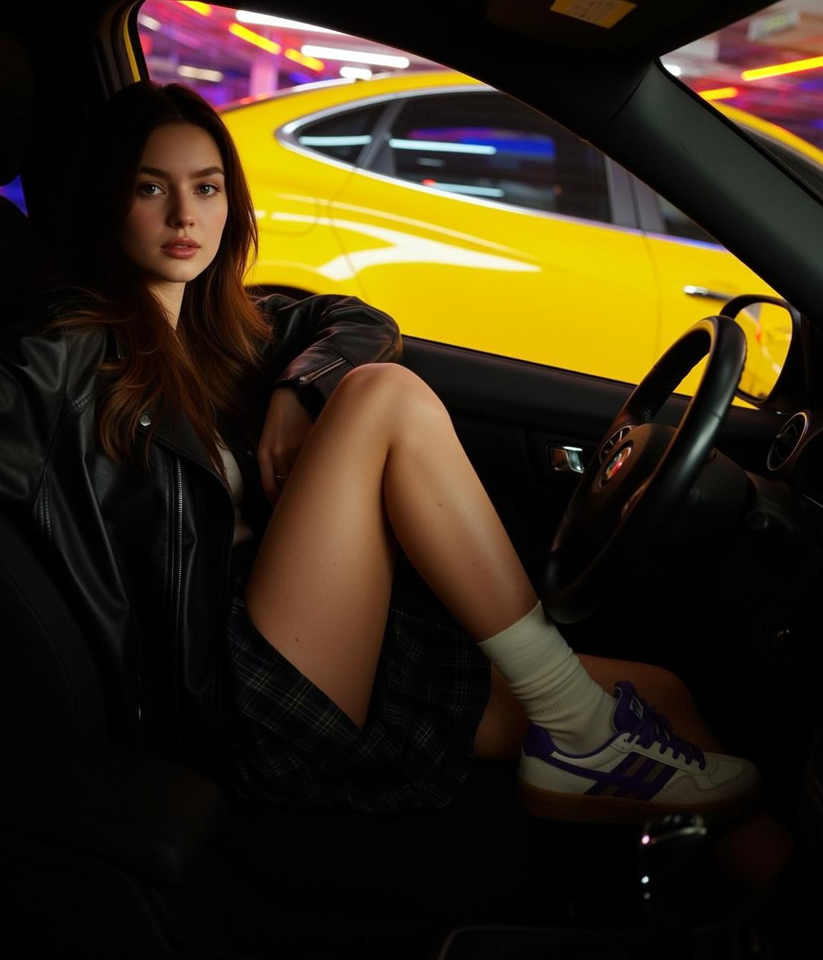 Crossed Legs Car Portrait