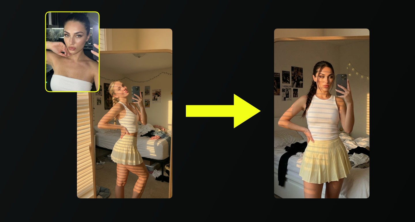 Lily remix walkthrough for Bedroom Mirror Selfie White Tank Yellow Skirt Braid