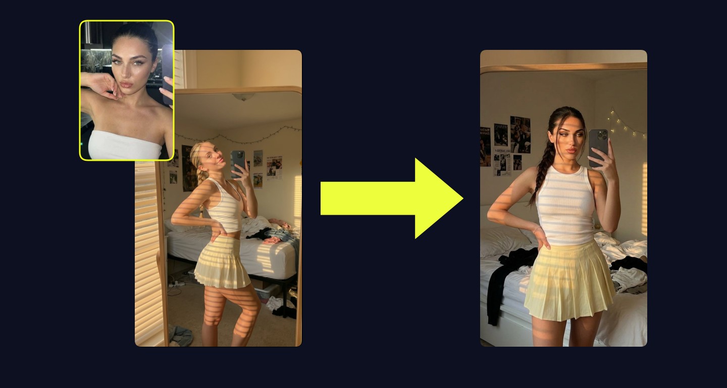 Lily remix walkthrough for Bedroom Mirror Selfie White Tank Yellow Skirt Braid