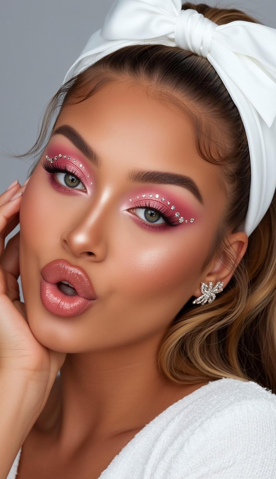 Makeup Posed Her Head Tilted Slightly Left