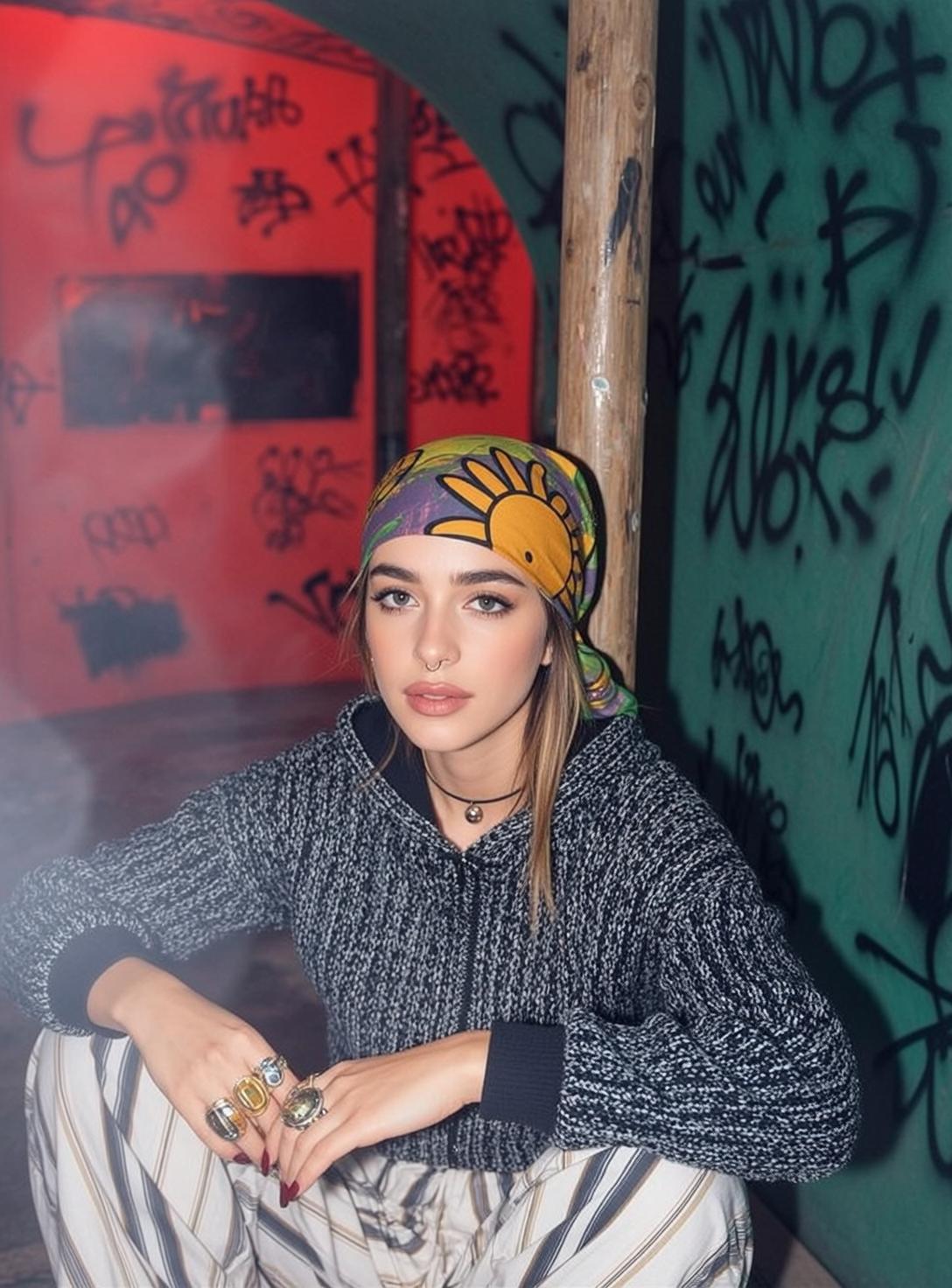 Blonde Hair Urban Alleyway Graffiti Hoodie